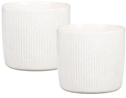 Scheurich Solido Linea, Blumentopf 2er Set aus Keramik, Farbe: Perla, 15 cm Durchmesser, 13,7 cm hoch, 1,9 l Vol.