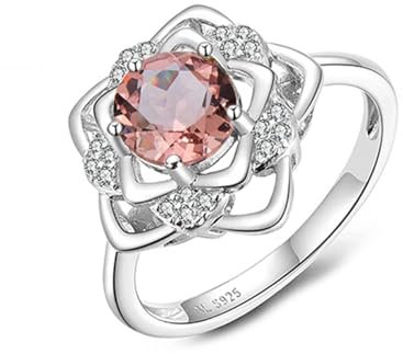 Generic Blume 7.0mm Sultanit Ring 925 Sterling Silber Farbwechsel Nano Diaspore Zultanit Edelstein Schmuck für Frauen (57)