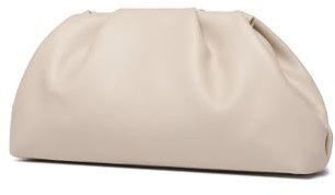 YUWITA Pochette da donna in morbida ecopelle elegante e lussuosa borsa da sera formale, Beige