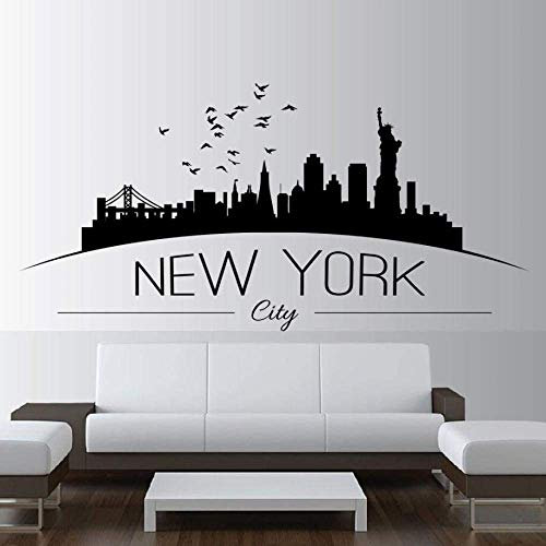 Abnehmbare Vinyl-Wandtattoos für die Wand - Großes NYC New York City Skyline-Wandtattoo. Stadt-Silhouette. Für Heimdeko. Lieblings-Wandtattoo! Maße: 116X57 cm