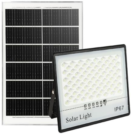 HYZHANHONG 100W Solar proyector al Aire Libre proyector IP67 Impermeable con Control Remoto, proyector led, Adecuado para Jardines, Calles, garajes, pasajes, Piscinas, etc