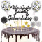 Gleevio 23 Stück Glitzer Tortendeko Geburtstag,Cake Topper Geburtstag,Alles Gute zum Geburstag Torte Deko mit Geburtstagskerzen,Happy Birthday Kuchendeko Schwarz Gold für Mädchen Jungen Frauen Mann