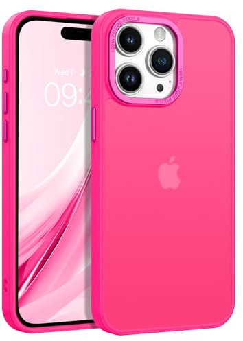 VENINGO Cover per iPhone 15 Pro Max Custodia Compatibile con Cover Traslucida Opaca Silicone TPU Anti Impronte Digitali Custodia per iPhone 15 Pro Max 6,7 Pollice Rosa Caldo