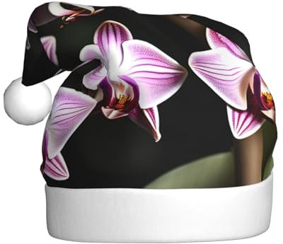 Weihnachtsmütze mit Glocken-Orchideen-Muster, Weihnachtsmannmütze, Kostümzubehör für Weihnachten, Neujahr, Urlaub, Party, Kopfbedeckung