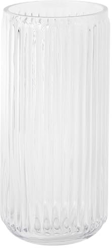 KAYLETIN Gerippte Glasvase, Blumenvasen für Blumenstrauß, klare Glasvasen für Blumen, moderne gerippte Vase für Couchtisch, Wohnzimmer, Schlafzimmer, Esstisch, Büro, Hochzeit, 20 cm