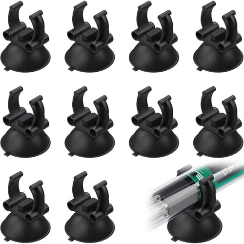 BUKYCAT 18 Pièces Ventouses pour Chauffage d'Aquarium, Ventouse Aquarium Support Clips, Ventouses Aquarium avec Porte-Tube Clips pour Aquariums (Pas pour Les Tubes De Ligne Aérienne)