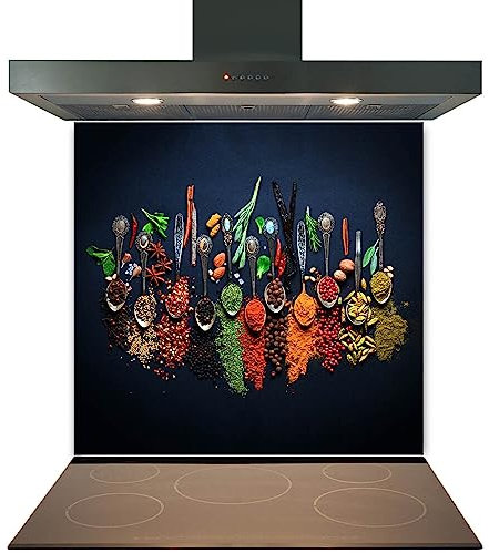 Kitchen Glass Splashback Heat Resistant Toughened Glass - Antique Spices Design - 60cm (w) x 70cm (h)