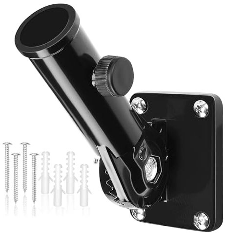 yotutun Fahnenhalter Verstellbar, Fahnenmasthalter mit Schrauben Wandmontage Fahnenmasthalter Fahnenhalter aus Aluminiumlegierung Multiposition Fahnenwandhalter Halterung, Schwarz