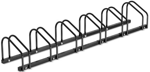 Ikodm Fahrradständer für 6 Fahrräder mit 30cm Radabstand für 35-55 mm Reifenbreite, Fahrradhalter Aufstellständer, Fahrradständer Boden für Boden und Wandmontage, Schwarz
