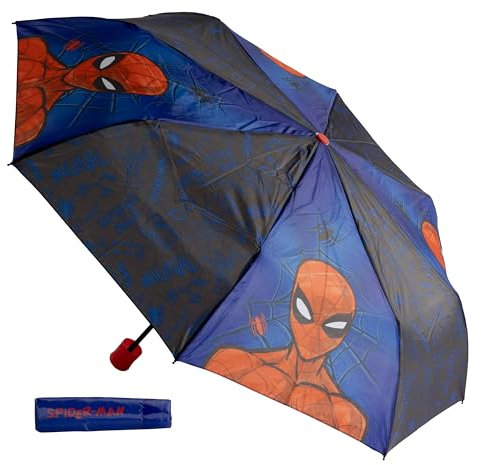 Undercover - faltbarer Regenschirm Marvel Spider Man – Taschenschirm mit Schutzhülle - 94 cm Durchmesser - Leichtgewicht und ideal für Kinderhände