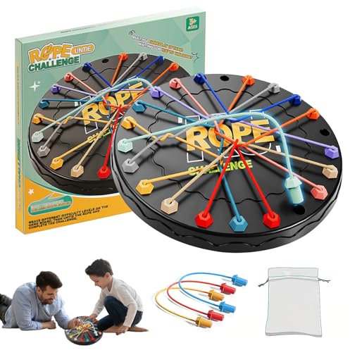 Logikspiel Seilentwirrung Brettspiel, IQ Puzzle und Reisespiele, Entwirrspiel für Kinder ab 6 Jahren und Erwachsene, Denkspiel für die Familie, Rope Untangling Table Strategy Board Game