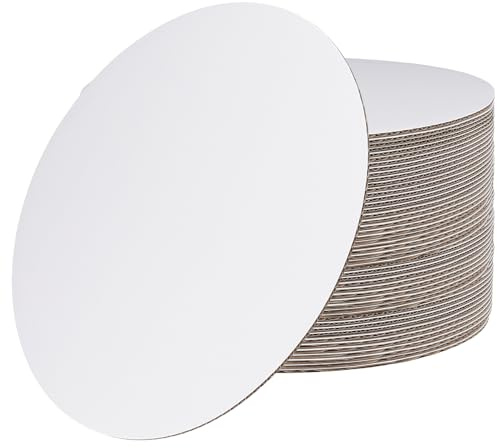 SYUTBOU 50 Stück 30 cm Weiße Rund Küchenbretter, Tortenunterlagen Pappe, Weiß Kuchenplatten Tortenplatte, Wiederverwendbar Cake Board für Backen, Präsentation und Servieren
