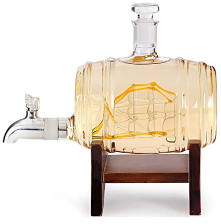 Hand-etched Glass Whiskey Decanter Leak-proof Frosted Glass Stopper Hand-blown Boat-shaped Design Spirits Aging Flavor Releaser High-end Wine Gift Set
