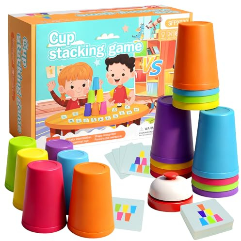 Pipihome Speed Cups Stacking Spiel, Baby Stapelbecher Spielzeug, Stapelturm Montessori Spielzeug Baby, Lustiges Pädagogisches Stapelbecher, Kinder Stapelbecherspiel, Interaktive Spiele für Familie