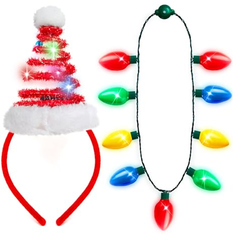 YUYWWAN Rentier Haarreif Weihnachten mit LED, Weihnachtliche Haarreifen Licht, Niedlich Weihnachts Haarreif Beleuchtete LED für Kinder Erwachsene Weihnachten Mottoparty Rollenspiel