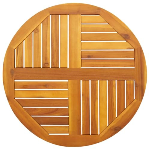 HETFTJN Tischplatte rund 70 cm Akazienholz massiv 2 cm stark Naturöl Finish rustikal modern Outdoor geeignet, robuste Holzplatte für Esstisch Gartentisch Balkon und Küche