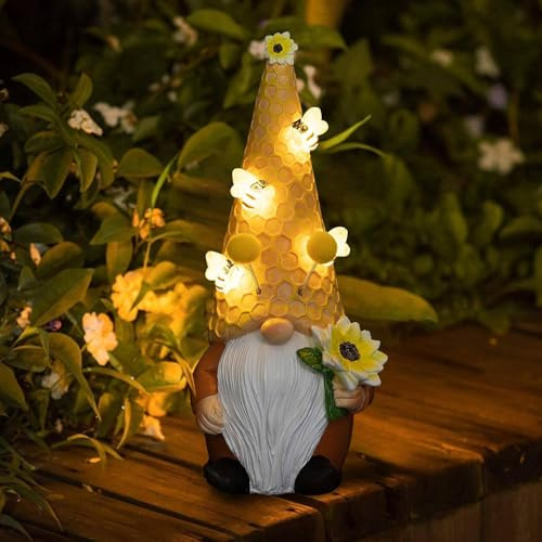 pearlstar Solar Gartenzwerge für außen, Gartenfiguren für draußen wetterfest, Solar Figuren für außen, Balkon Terrassen Teich Deko, Geschenke für Frauen und Gartenfreunde