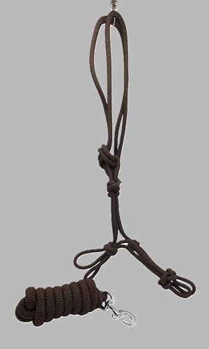 Horse Rope Halter with Lead 4 Knot Natural Horsemanship Headcollar Pony Cob Full Brown Color