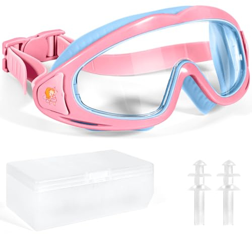 NXPZ Lunette Piscine Enfant, 180° Panoramique Masque de Plongée Enfant, Protection UV, Anti-Buée, Anti-fuite, Réglage Rapide, Lunette de Natation Unisex pour Garçons et Filles de 3 à 15 Ans