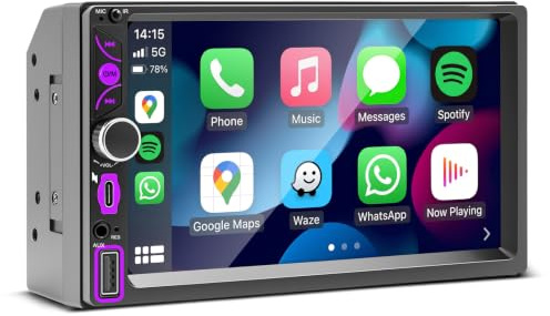 Auto Radio 2 DIN con Control por Voz - Compatible con CarPlay/Android Auto Inalámbrico, Pantalla Táctil 7 Pulgadas, Mirror Link, Bluetooth, Cámara Trasera, USB-Type C, Radio FM/Am/RDS/EQ