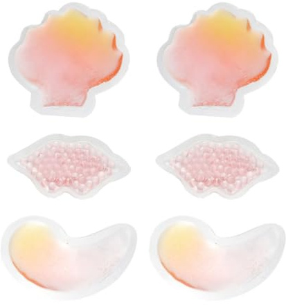 Lippenförmige Kühlakkus 6 Stück pack aus Pvc Rosa für Erste Hilfe | Wärme und Kältetherapie, Wiederverwendbar, für Augenpflege und Gesichtsanwendungen
