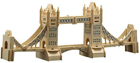 Pebaro 884 Holzbausatz London Tower Bridge, 3D Puzzle Bauwerk, Modellbausatz, Basteln mit Holz, Holzpuzzle, Bastelset, vorgestanzte Holzplatte, ausbrechen, zusammenstecken, fertig, Geschenkidee