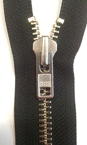 YKK Reißverschluss Metall teilbar 8mm *robust* Leder, Motorrad 70cm schwarz silber Verzahnung