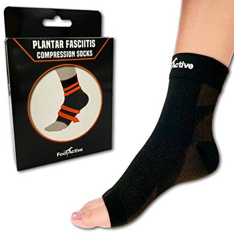 FootActive Foot Compression Sock Sleeves for Plantar Fasciitis (Unisex): Ideal for Day and Night Support, Arch and Heel Support, Pain Assistance, Sporting, Comfort and More (S/M)
