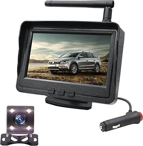 3T6B Cámara de Visión Trasera de Inalámbrica, WiFi Cámara 4,3 Pulgadas, Plegable, LCD, TFTMonitor, IP67 Resistente al Agua, caméra de sécurité sans Fil pour Voiture