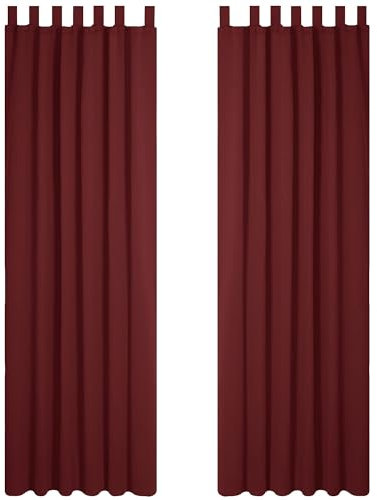 Deconovo Vorhang Blickdicht Vorhang mit Schlaufen Thermo Verdunkelungsgardinen Schlafzimmer Thermovorhang Kälteschutz Thermo gegen Kälte Hitzeschutz, 290x140 cm(HöhexBreite), Rot, 2er Set