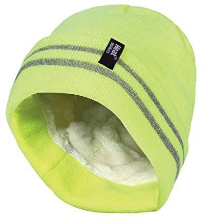 HEAT HOLDERS - Herren Neon Reflektierend Arbeit Winter Thermo Innenfutter Mütze Beanie (Einheitsgröße, Hi Vis Gelb)