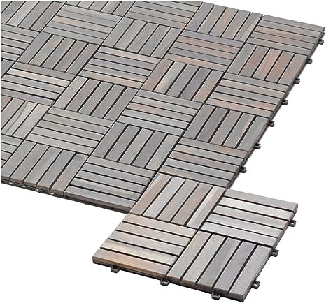 iWerk® – Holzfliesen Akazie 30 x 30 cm | 10er Set Balkonfliesen wetterfest mit EASY KLICKSYSTEM | Robuste Bodenfliesen für Terrasse, Balkon & Garten | Geschmackvoller Bodenbelag | Akazie Stone