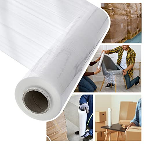 KALTAK Wickelfolie Stretchfolie Handstretchfolie transparent bis 450m [gestretcht] Rolle 300m ungedehnt 50cm Haftseite Stretchfolie Umzug Umzugsfolie