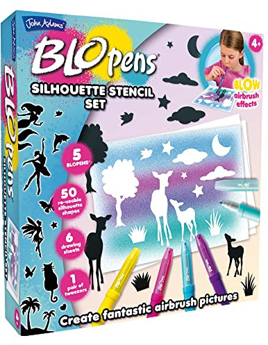 John Adams | BLOPENS® Silhouette Stencil Set Activity Set: Create beautiful silhouette drawings with amazing airbrush effects! | Arts & crafts | Ages 4+