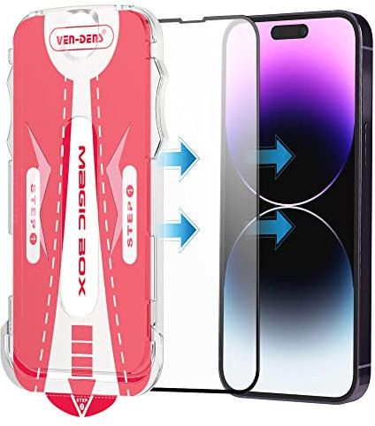 Screen Protector for iPhone 14 Plus /iPhone 13 Pro Max, Black Edge Full Coverage Edge to Edge Tempered Glass Film with Easy Installation Tool, Case-Friendly, HD Clear For iPhone 14 Plus 6.7 Inch