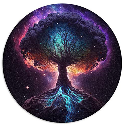1000 Teile Puzzles Baum des Universums Kreative runde Puzzles für Erwachsene und Kinder Kartonpuzzles Heimdekoration Puzzle Spielzeug (Größe 67,5 x 67,5 cm)