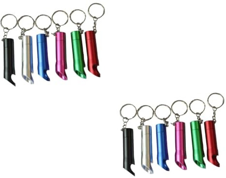 MAGICLULU 12stücke Schlüsselanhänger Mini Taschenlampe Flaschenöffner Stilvolle Schlüsselhalter Für Männer Frauen Praktisches Zubehör Gemischten Farben