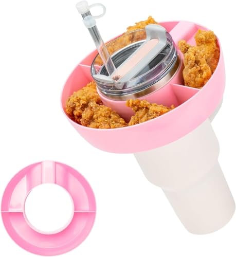 Jasfyee Snack Bowl for Stanley Cup, Snack Tray, Candy Tray with 4 Compartments for Food Topper Plate Cup Holder,Can be used as a replacement for Stanley accessories