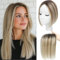 Hair Toppers for Women Human Hair Topper 10 Inch HairPieces for Women with Thinning Hair Swiss Base Ombre Light Brown with Blond Highlight（2T613）