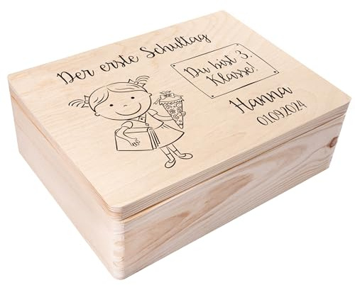 Creative Deco Personalisiert Einschulung Geschenk | Mädchen Schulanfang | Geschenke | Einschulungsgeschenke Erster Schultag | Schultüte Holzkiste Erinnerungsbox