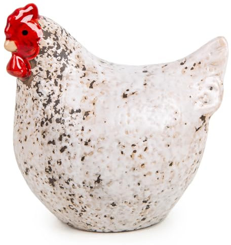 Logbuch-Verlag Huhn Dekofigur aus Keramik gesprenkelt Moderne Osterdeko Hühnerfigur für Ostern & Frühling 14 x 13 x 10 cm