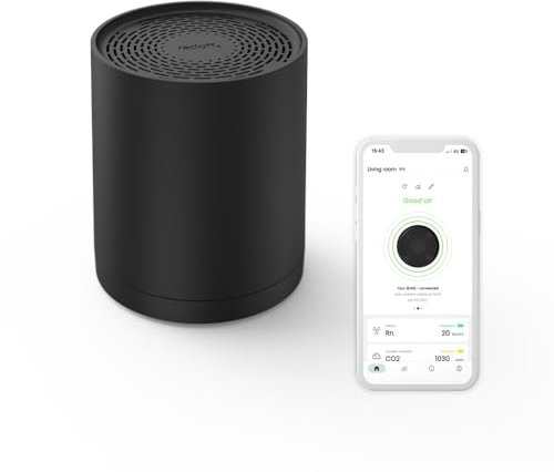 Radoff Sense *Black Limited Edition - Air Quality Monitor e Misuratore Radon con Rilevatore CO2, COV, PM, Compatibile con Alexa - Smart Home, Sensore Temperatura Wifi, Umidità e Pressione Atmosferica
