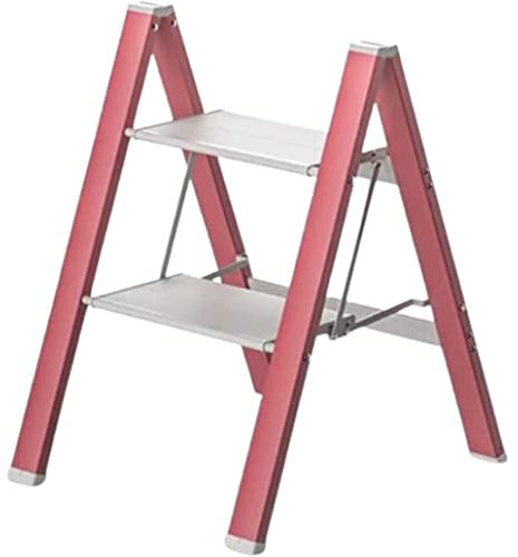 TOTIKI Step Ladder Foldable Ladder Aluminum Folding Ladder Wide Step Ladder Home And Outdoor Step Ladders, 330 Lbs Household Office Stepladder(Pink,2 Step Ladder)