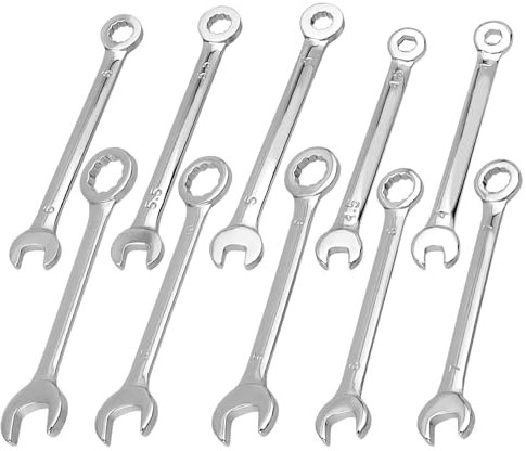 ELLECILA 10 Pcs Mini Ignition Wrench Set, Small Spanner Set with Portable Storage Pouches, Metric 4mm-11mm, Fixed Head Open and Box End Wrench Spanner Set Repair Tool