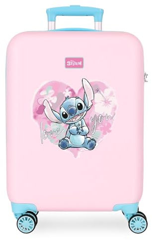 Disney Joumma Heart Stitch Valise Cabine Rose 38 x 55 x 20 cm Rigide 2 kg Fermeture à Combinaison latérale ABS 2 kg 35 L Bagage à Main, Rose, Talla única, Valise de Cabine