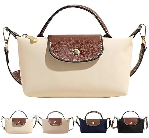 Handtasche Damen, Damen-Schultertaschen, Shopper Schultertasche, Wasserdichte Umhängetasche, Faltbare Handtasche Schwarz Für Leisure Travel Büro Schule Einkauf (Beige)