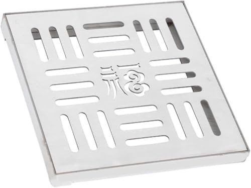 Edelstahl-Bodenablauf mit Rahmen,Ablaufabdeckung, Kanalrost, quadratisch, Garagen-Bodenablaufsieb, Entwässerungsabdeckung, Abwassergitter,Regenwasserbrunnenabdeckung Abfluss (150 x 150 x 20 mm)