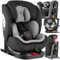 tectake® Silla de Coche Giratoria 360°, Uso Desde el Nacimiento Hasta 150 cm, Homologada i-Size con ISOFIX y Top Tether, Reposacabezas y Arnés Ajustables, Protección Lateral, Reductor Extraíble