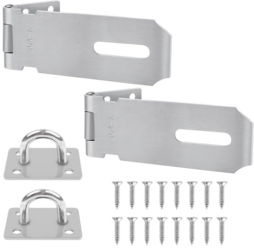 2 Stück 4 Zoll Vorhängeschloss Haspe, 304 Edelstahl Schlossriegel Überfalle Schloss, Türschloss mit Schrauben, Vorhängeschloss Riegel, Sicherheitsüberfalle geeignet für Türen, Schließfach, Schuppen