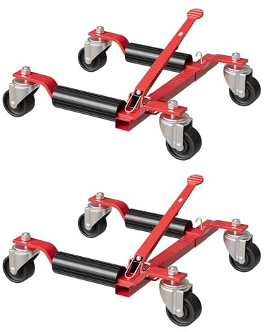 Hydraulic Wheel Car Dolly Set of 2, Vehicle Positioning Skates with Ratcheting Foot Pedal & Wheels, 680kg Capacity Per Dolly, Heavy Duty Van Positioning Garage Jack for Cars Trucks Motorcycles-Blue